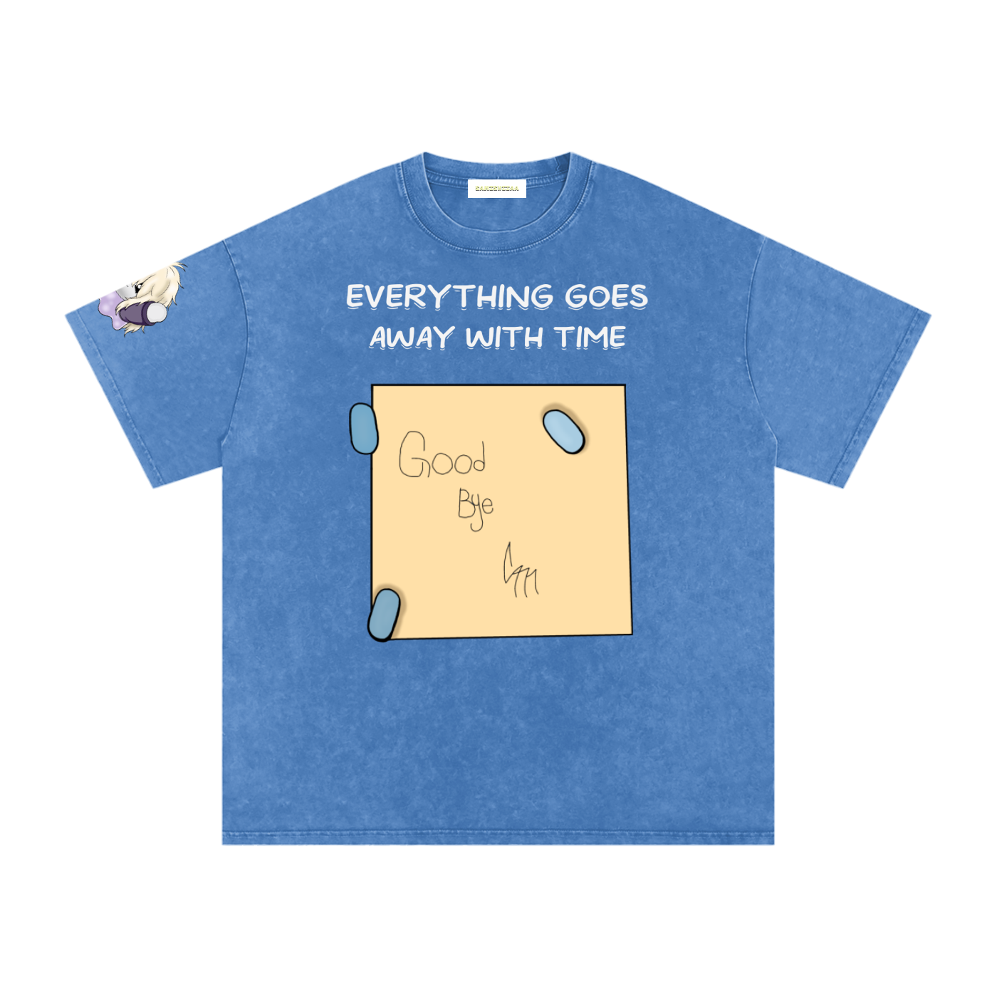 ALBUM COVER colored “everything goes away with time”  Washed Oversized Cotton T-Shirt