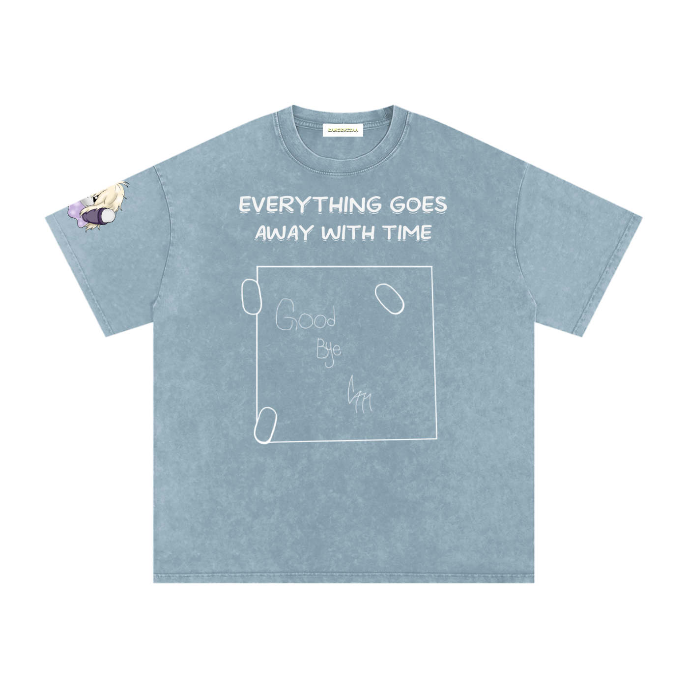 ALBUM COVER colored “everything goes away with time”  Washed Oversized Cotton T-Shirt