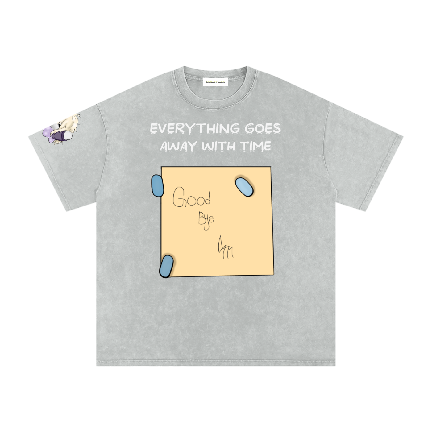 ALBUM COVER colored “everything goes away with time”  Washed Oversized Cotton T-Shirt