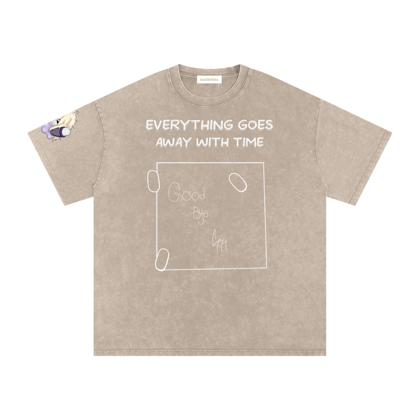 ALBUM COVER colored “everything goes away with time”  Washed Oversized Cotton T-Shirt
