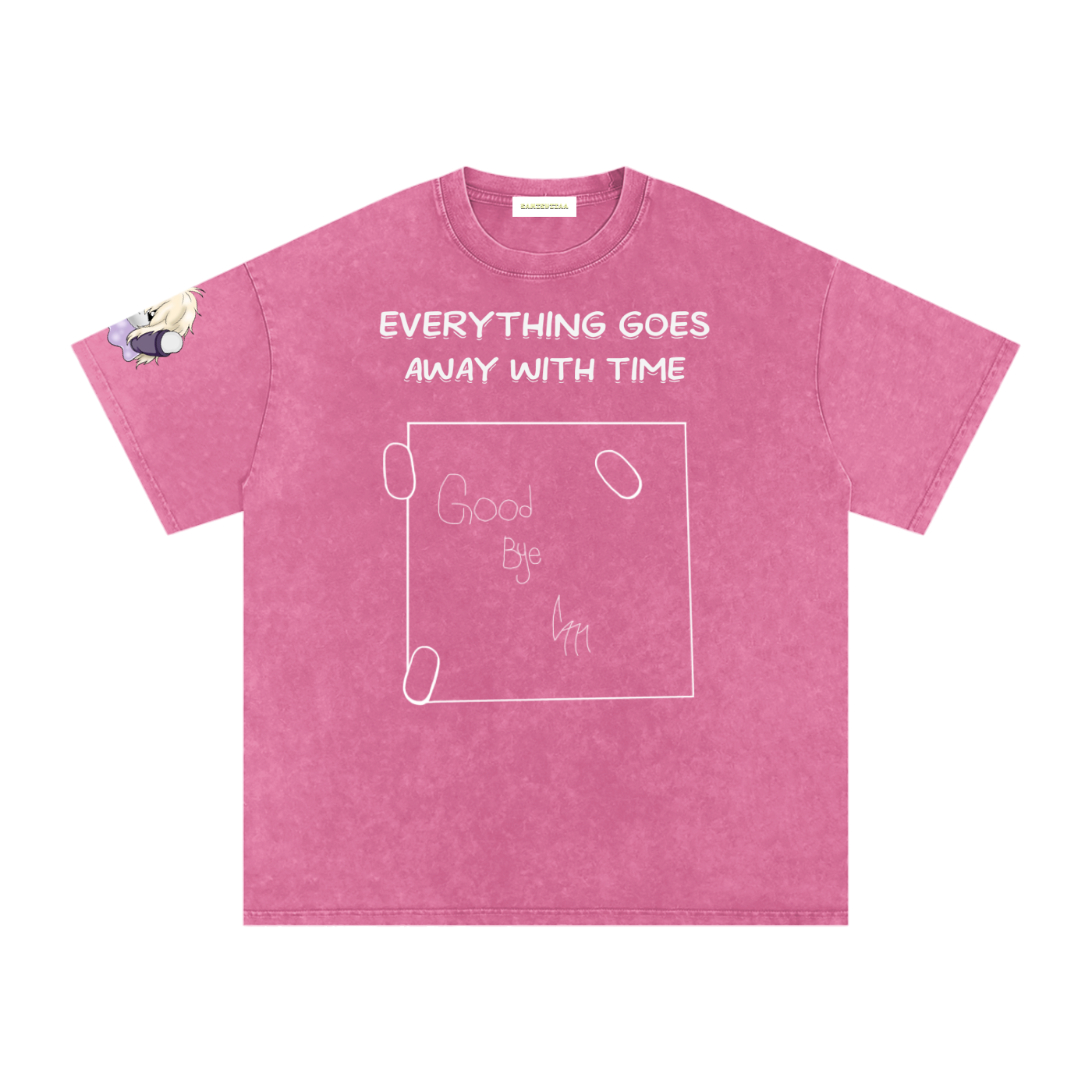 ALBUM COVER colored “everything goes away with time”  Washed Oversized Cotton T-Shirt