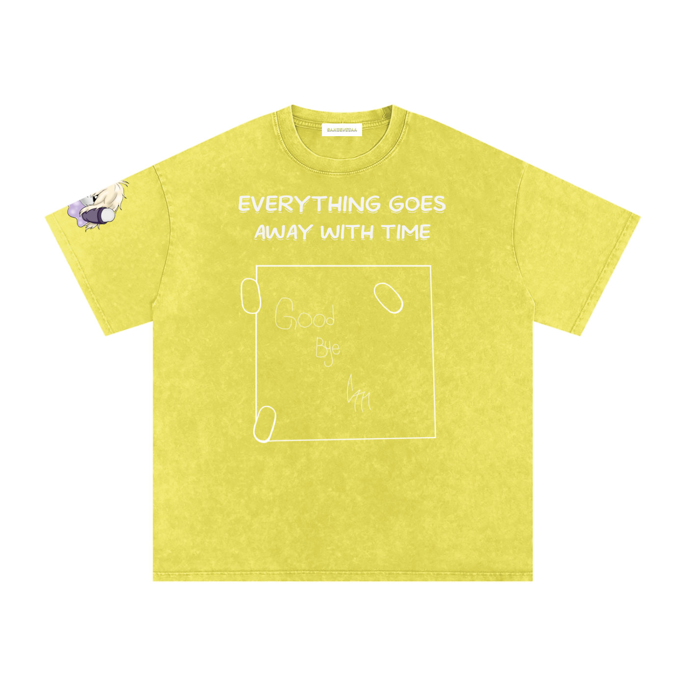 ALBUM COVER colored “everything goes away with time”  Washed Oversized Cotton T-Shirt