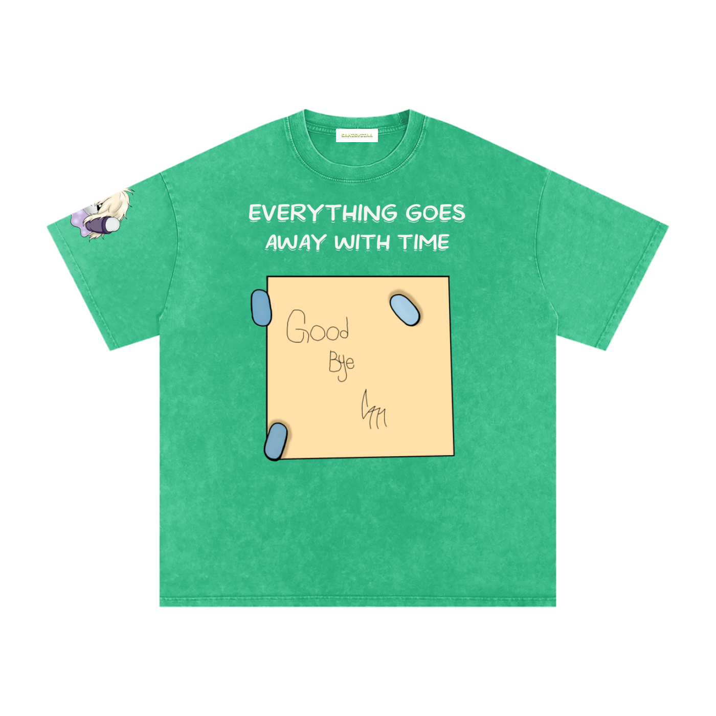 ALBUM COVER colored “everything goes away with time”  Washed Oversized Cotton T-Shirt