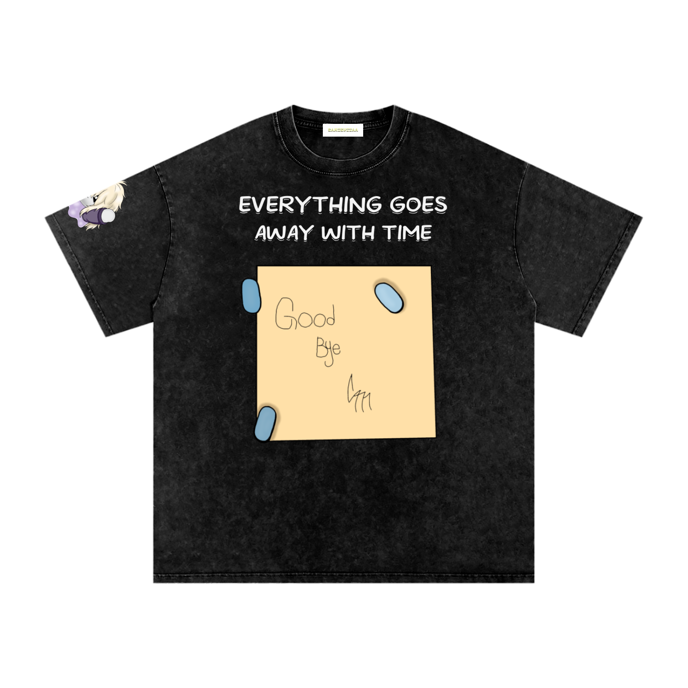 ALBUM COVER colored “everything goes away with time”  Washed Oversized Cotton T-Shirt