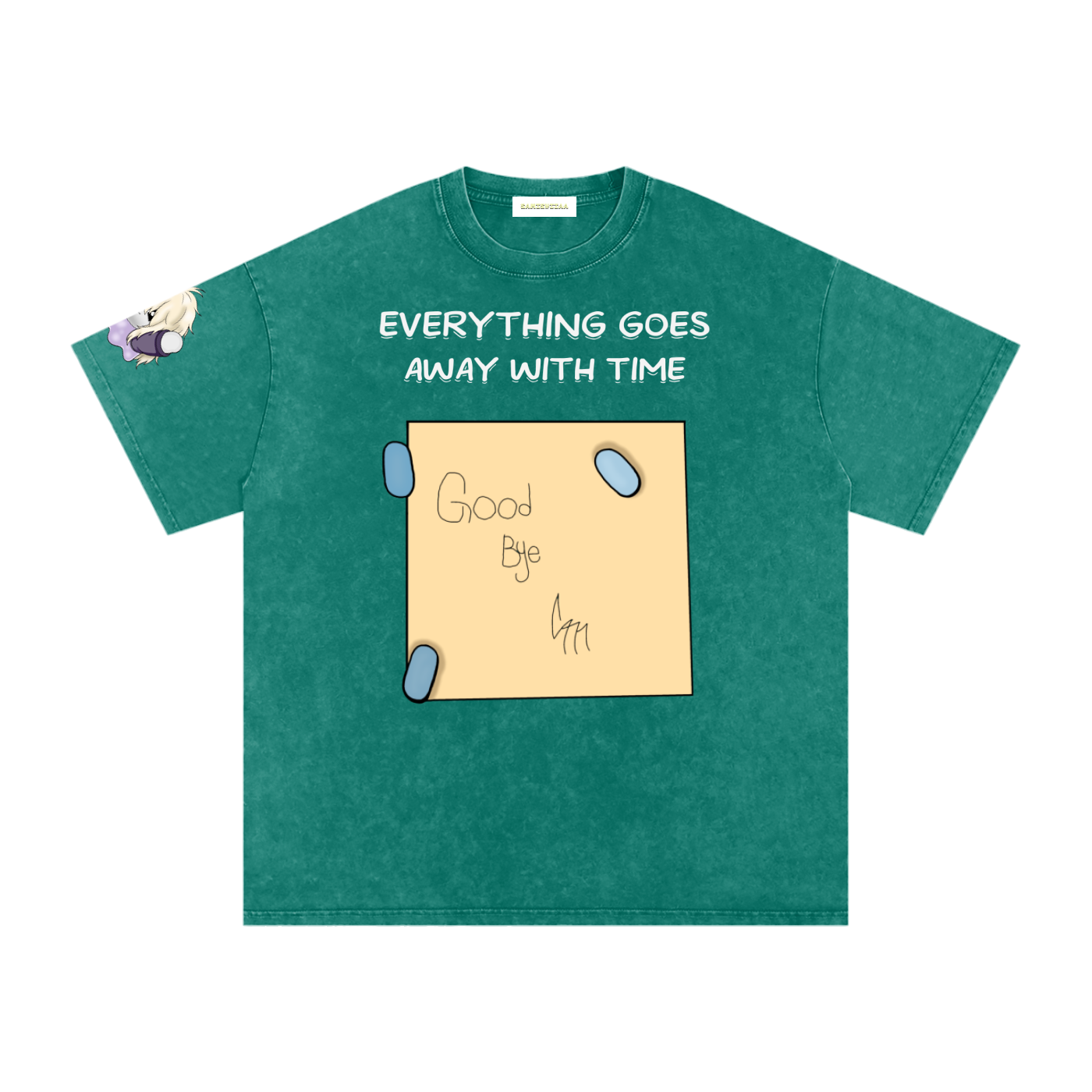ALBUM COVER colored “everything goes away with time”  Washed Oversized Cotton T-Shirt