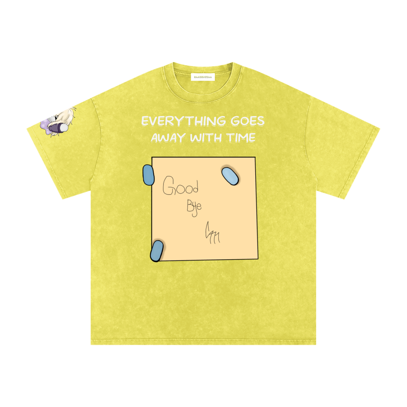 ALBUM COVER colored “everything goes away with time”  Washed Oversized Cotton T-Shirt