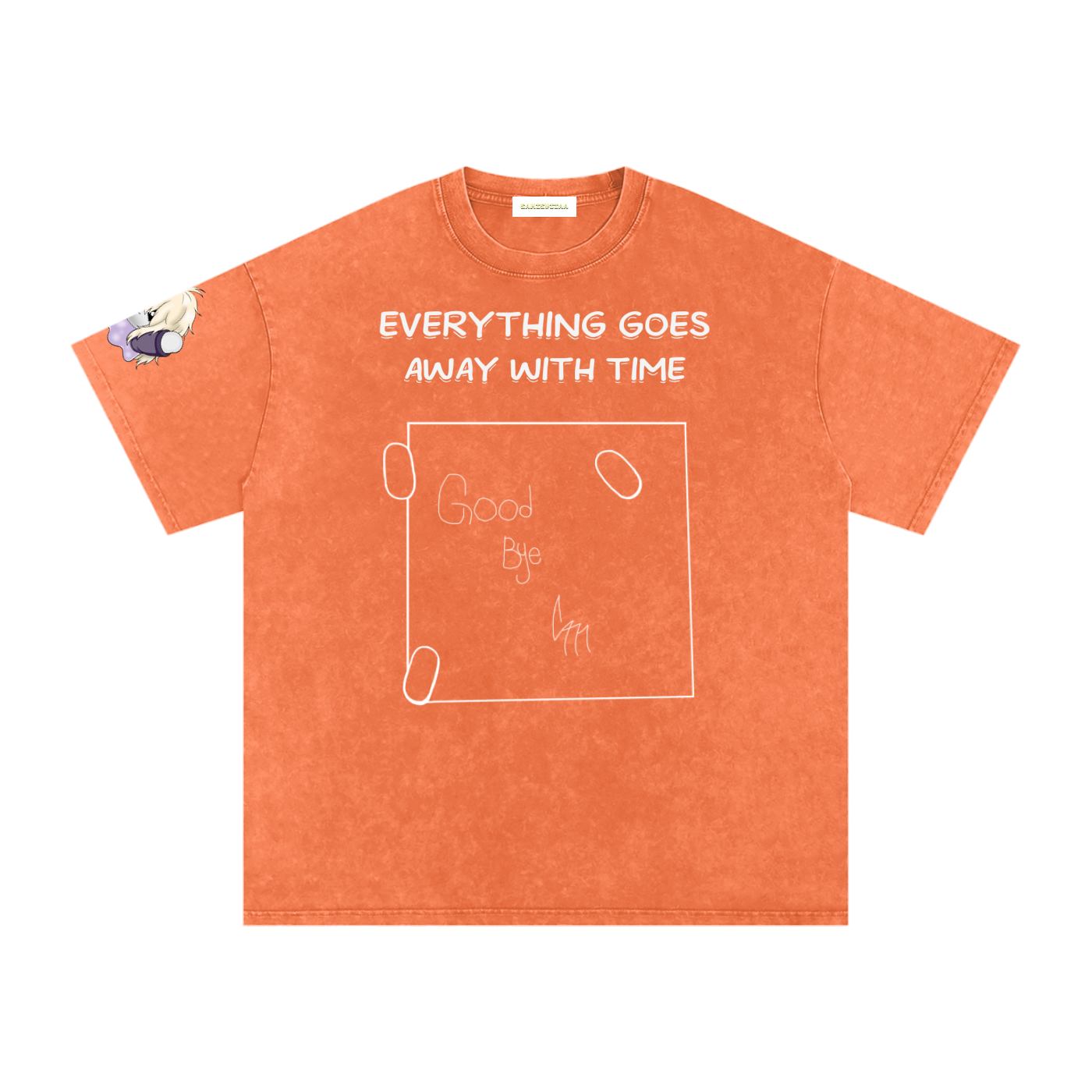 ALBUM COVER colored “everything goes away with time”  Washed Oversized Cotton T-Shirt