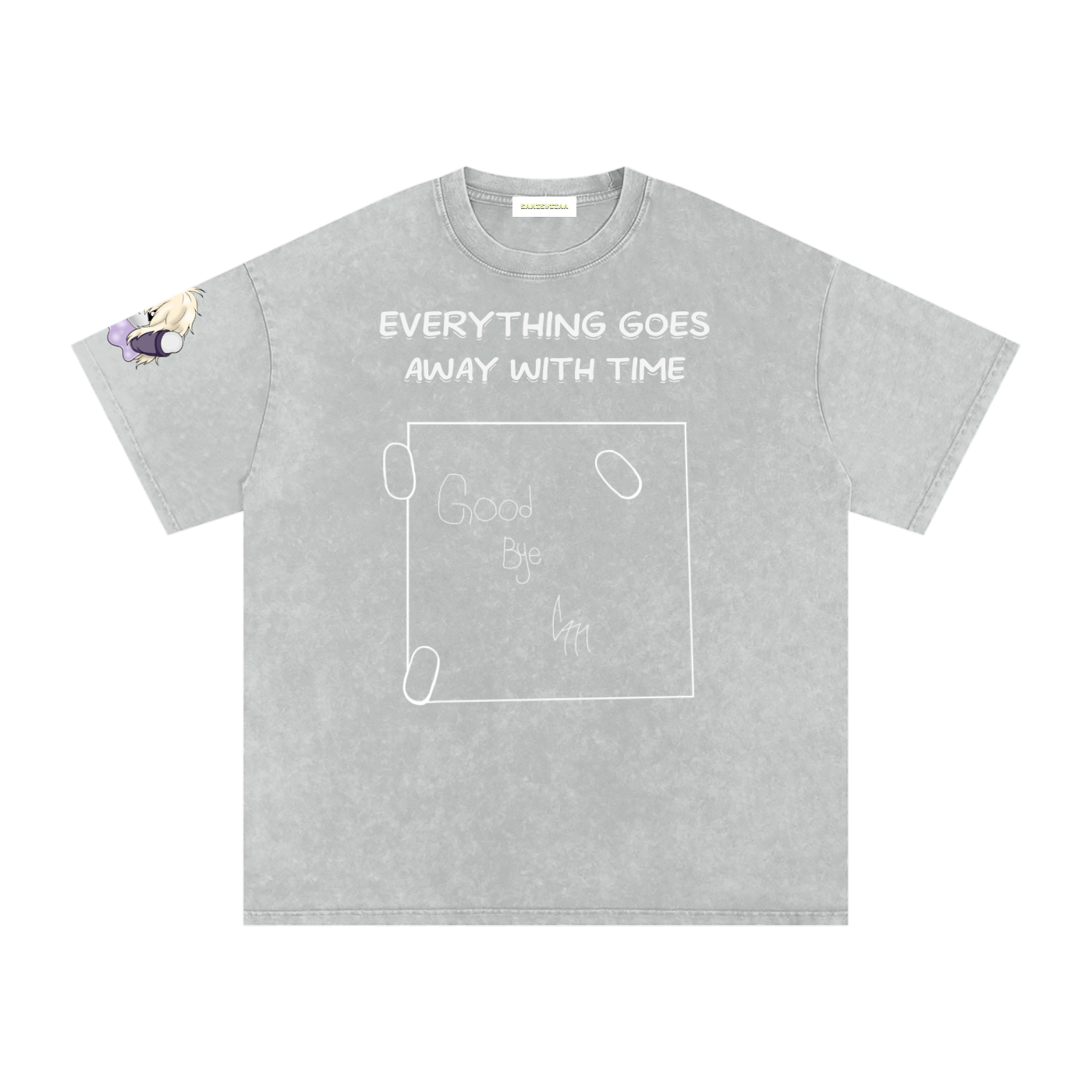 ALBUM COVER colored “everything goes away with time”  Washed Oversized Cotton T-Shirt