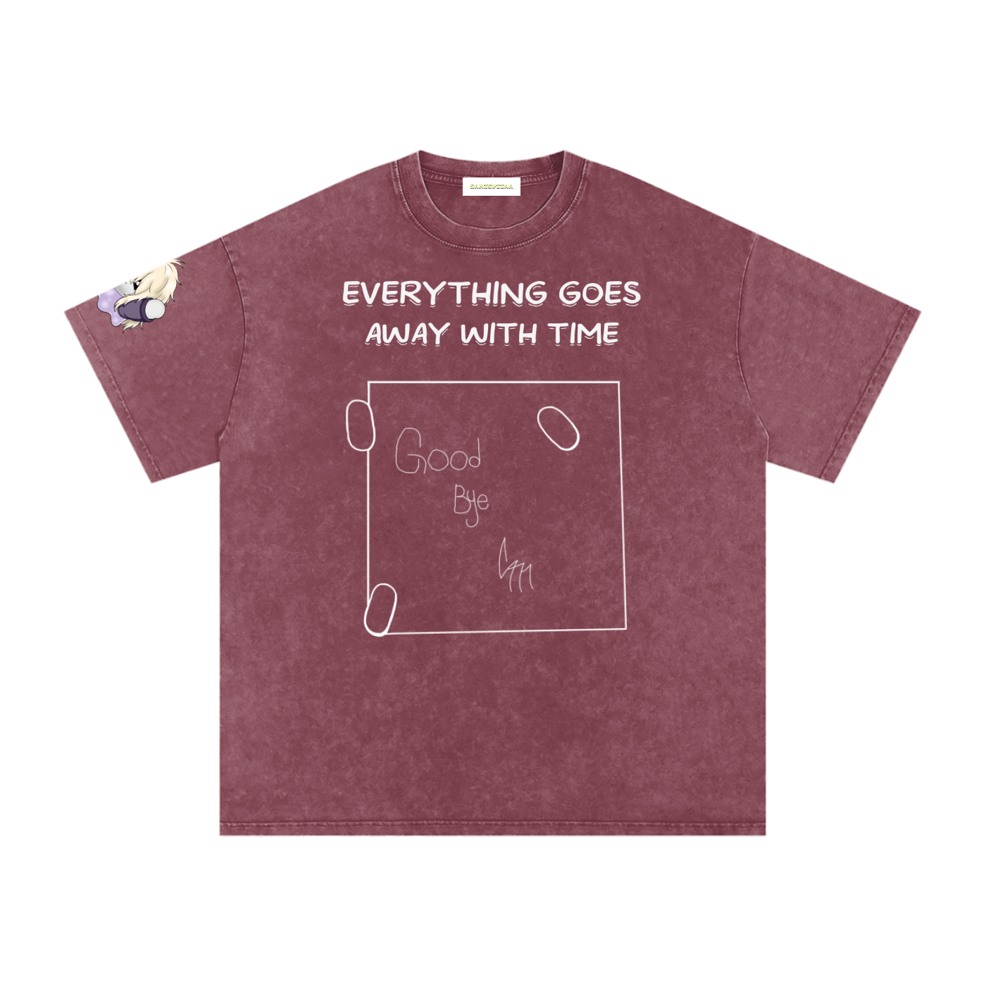 ALBUM COVER colored “everything goes away with time”  Washed Oversized Cotton T-Shirt