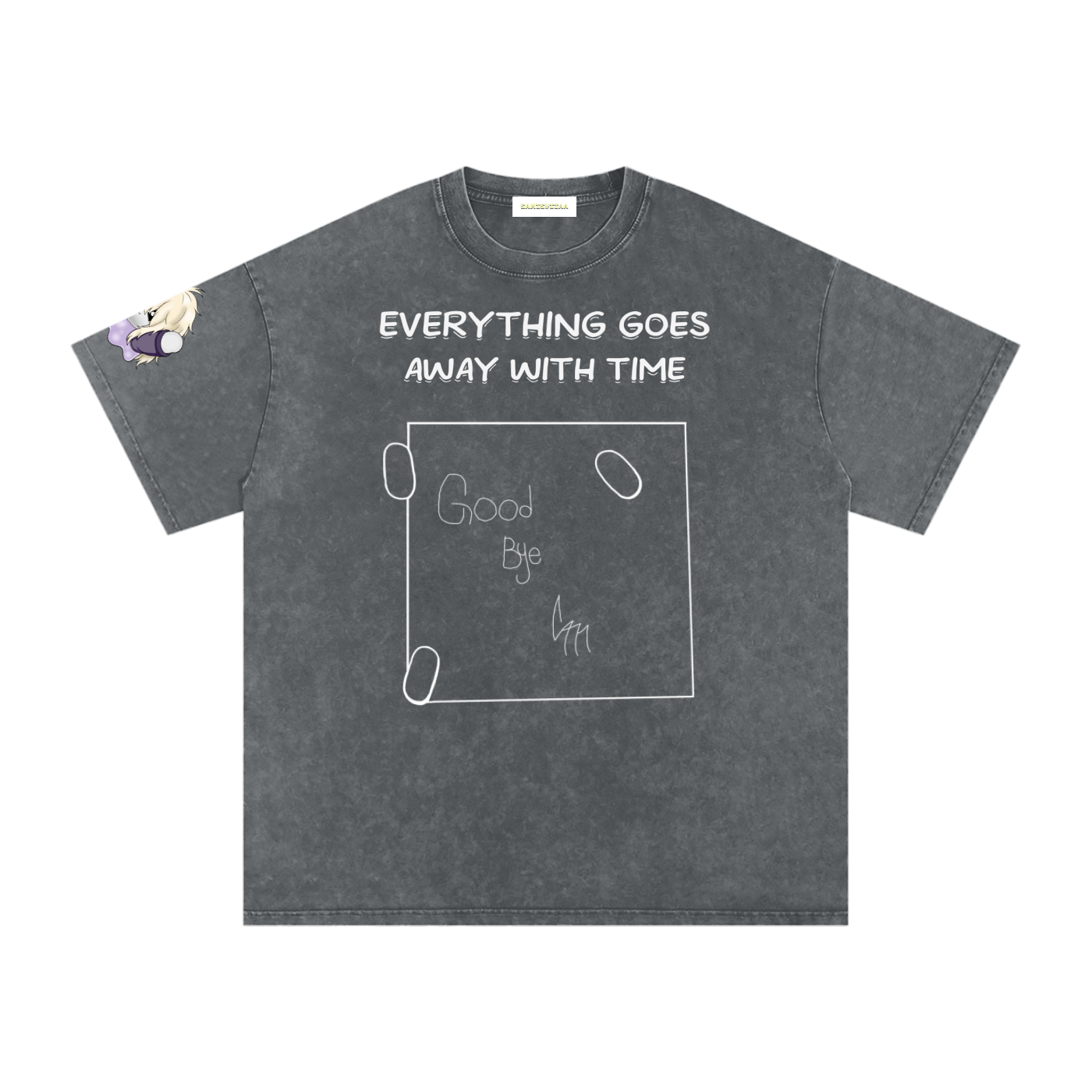 ALBUM COVER colored “everything goes away with time”  Washed Oversized Cotton T-Shirt