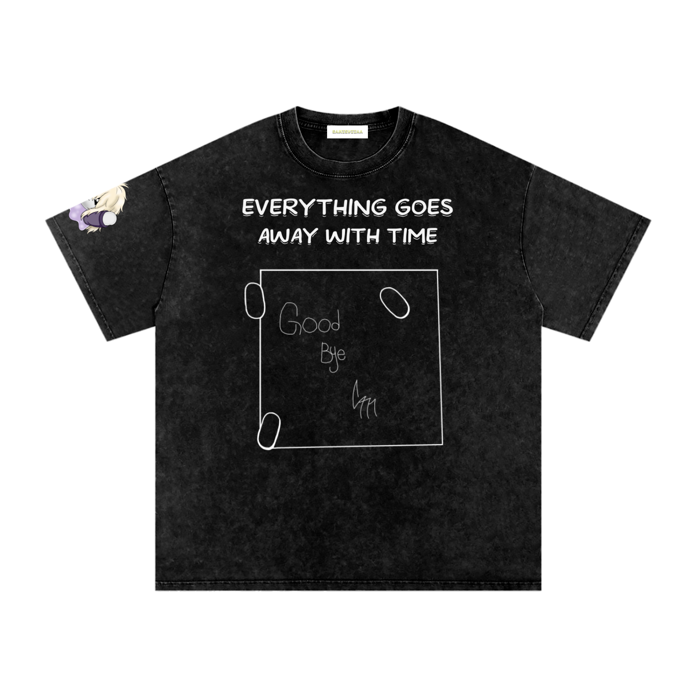 ALBUM COVER colored “everything goes away with time”  Washed Oversized Cotton T-Shirt