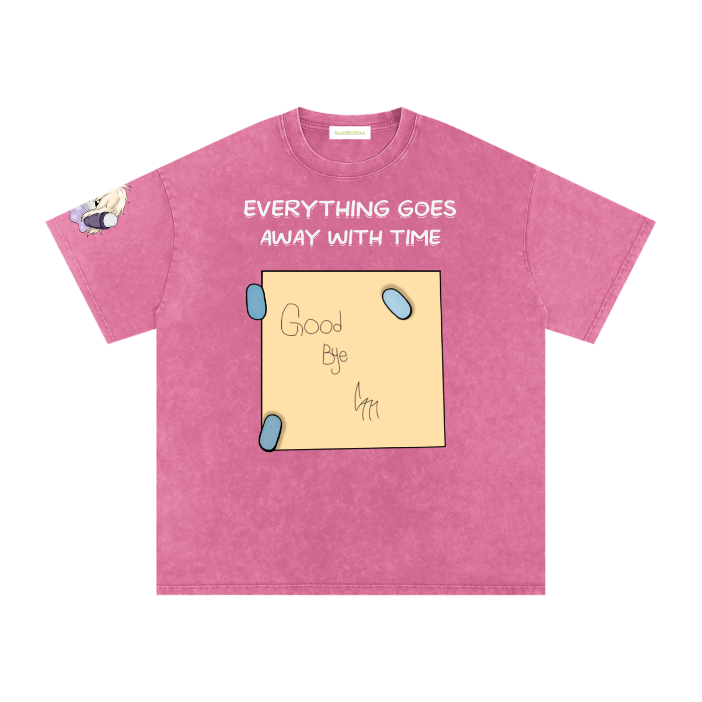 ALBUM COVER colored “everything goes away with time”  Washed Oversized Cotton T-Shirt