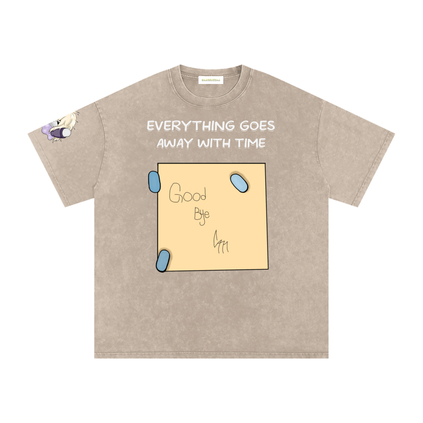ALBUM COVER colored “everything goes away with time”  Washed Oversized Cotton T-Shirt
