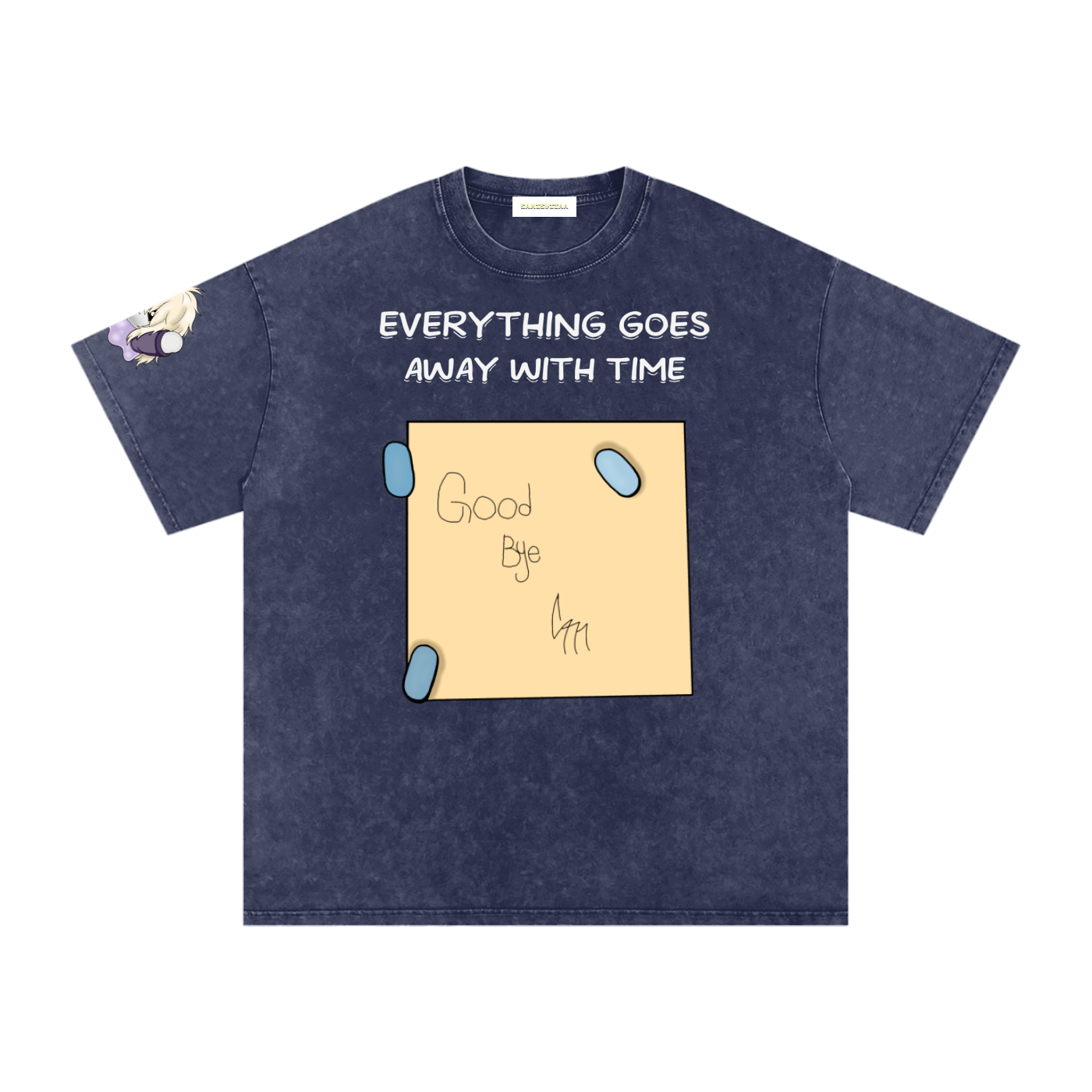 ALBUM COVER colored “everything goes away with time”  Washed Oversized Cotton T-Shirt