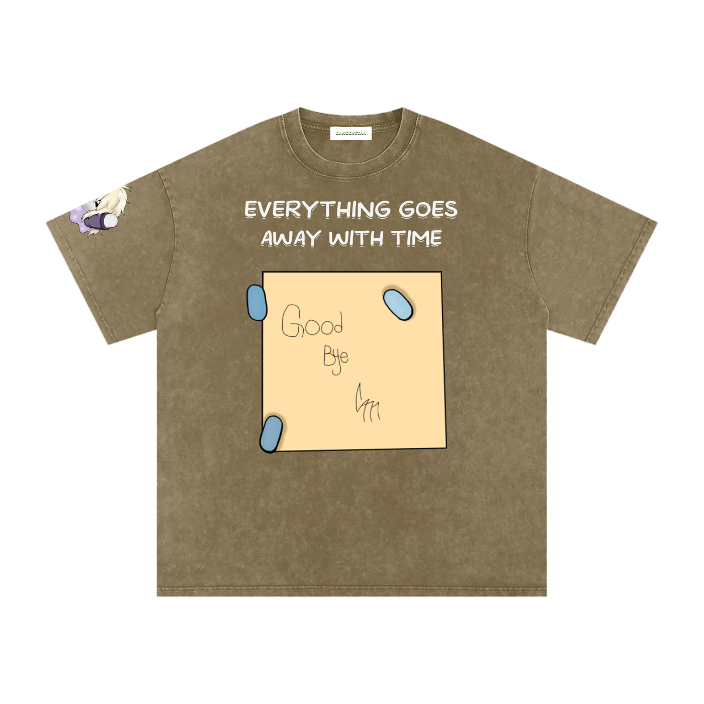 ALBUM COVER colored “everything goes away with time”  Washed Oversized Cotton T-Shirt