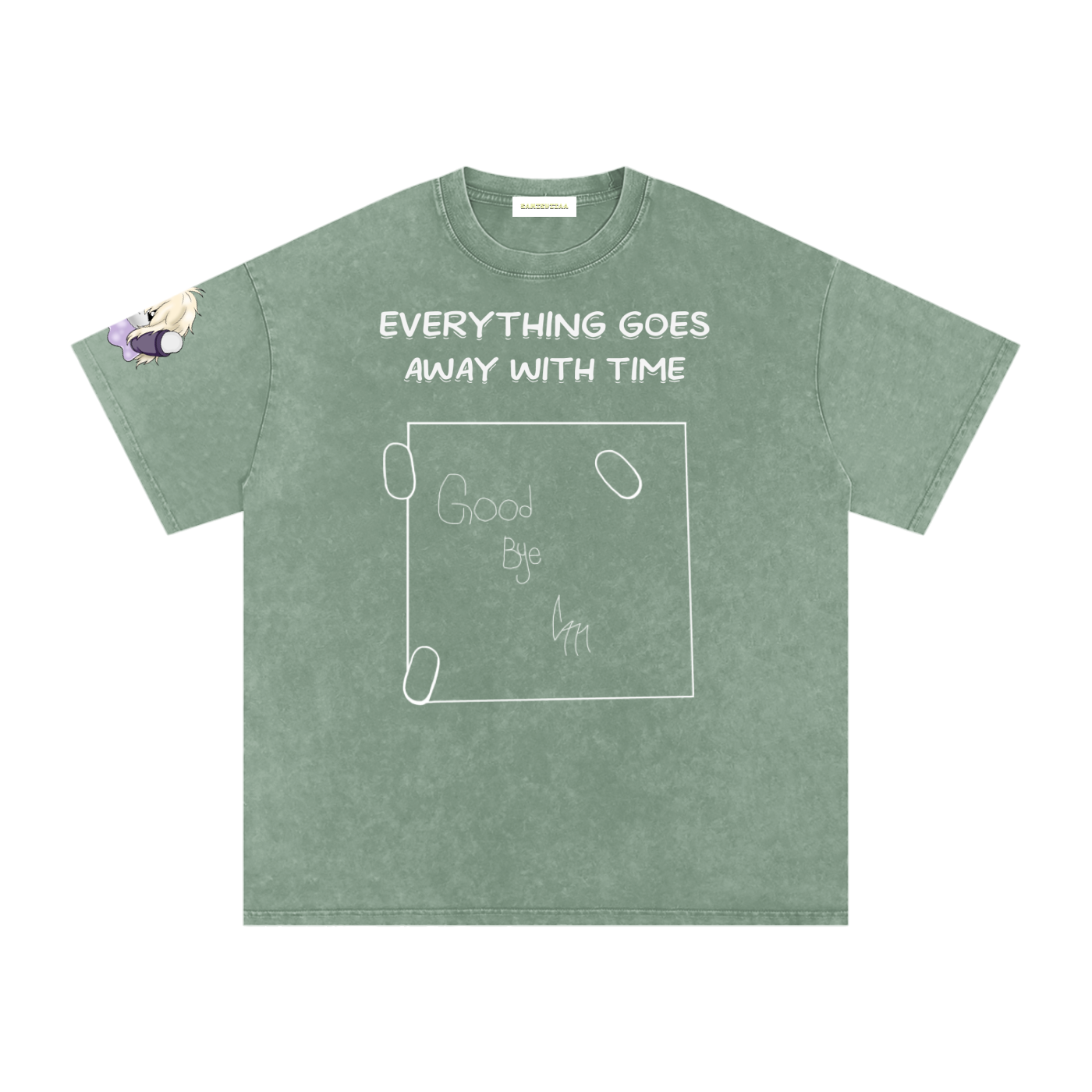 ALBUM COVER colored “everything goes away with time”  Washed Oversized Cotton T-Shirt