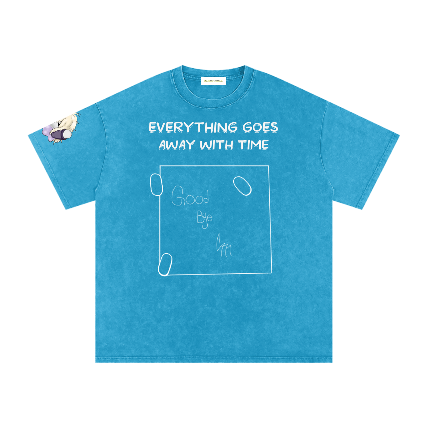 ALBUM COVER colored “everything goes away with time”  Washed Oversized Cotton T-Shirt