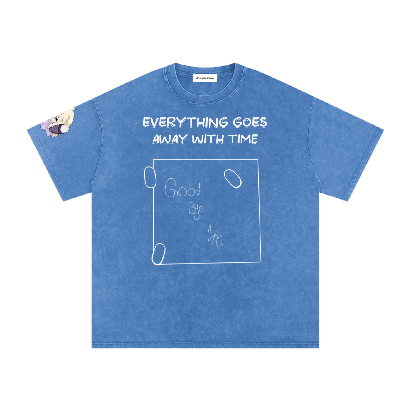 ALBUM COVER colored “everything goes away with time”  Washed Oversized Cotton T-Shirt