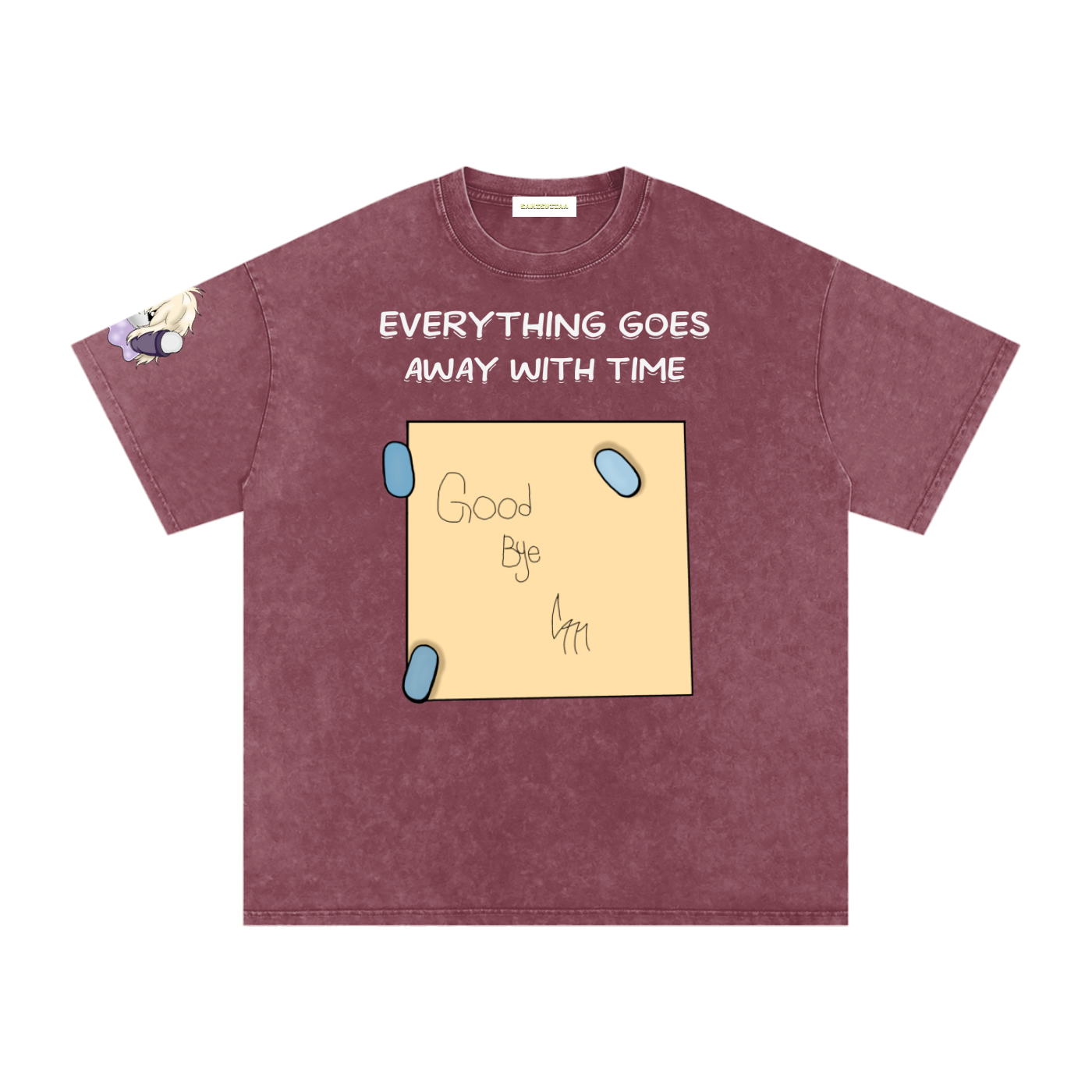 ALBUM COVER colored “everything goes away with time”  Washed Oversized Cotton T-Shirt