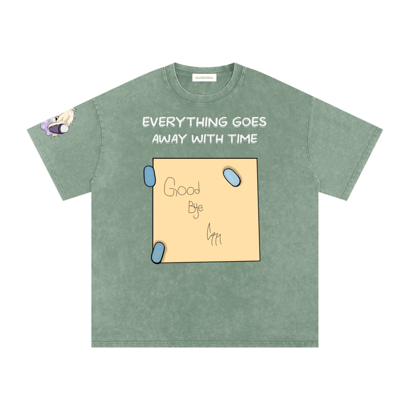 ALBUM COVER colored “everything goes away with time”  Washed Oversized Cotton T-Shirt