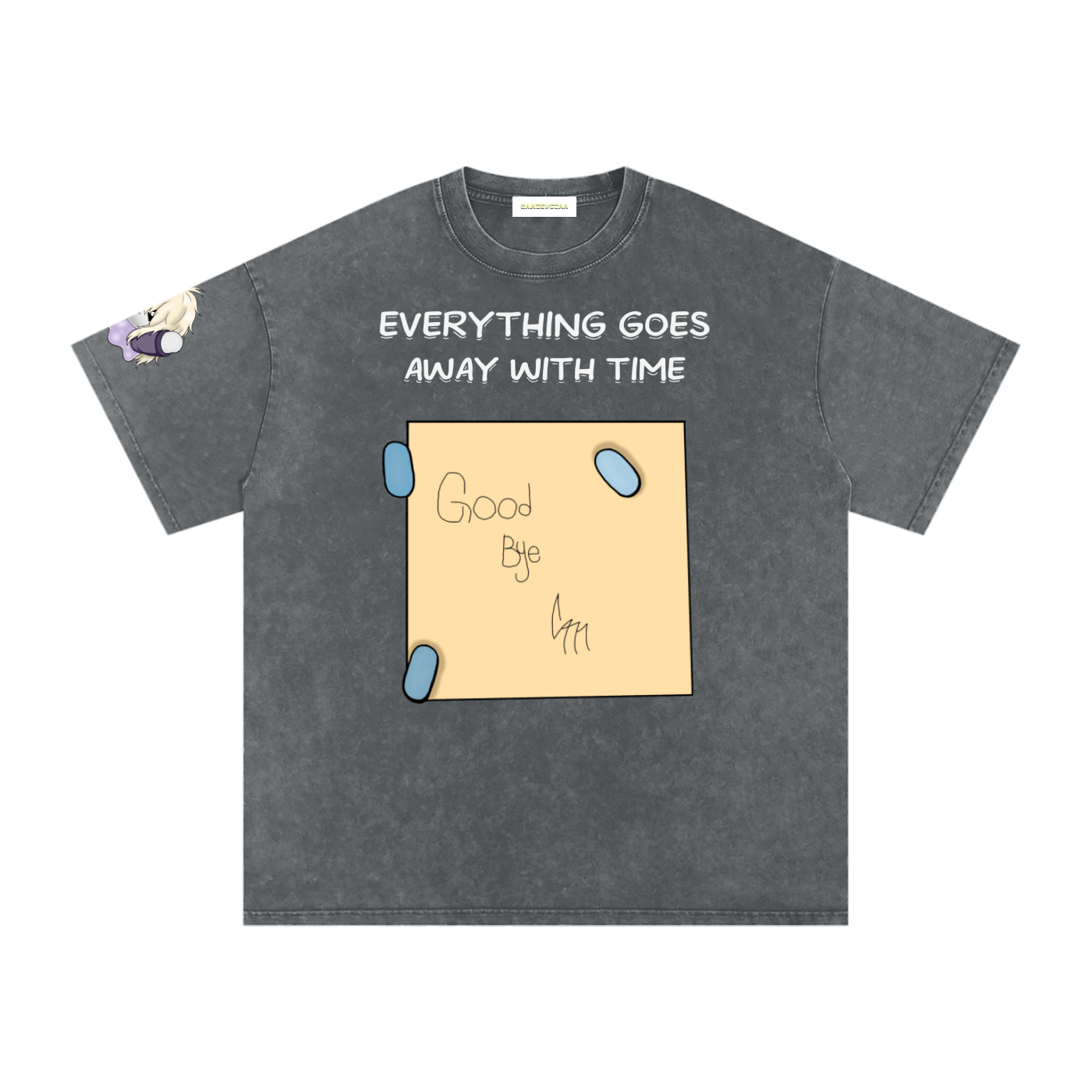 ALBUM COVER colored “everything goes away with time”  Washed Oversized Cotton T-Shirt