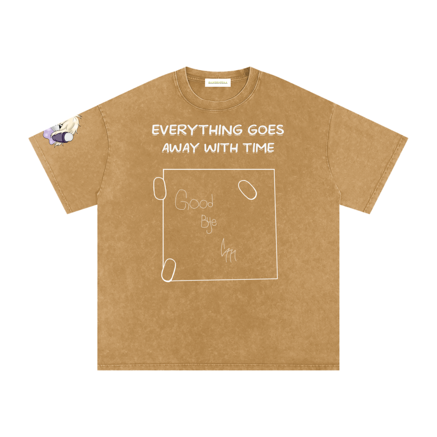ALBUM COVER colored “everything goes away with time”  Washed Oversized Cotton T-Shirt