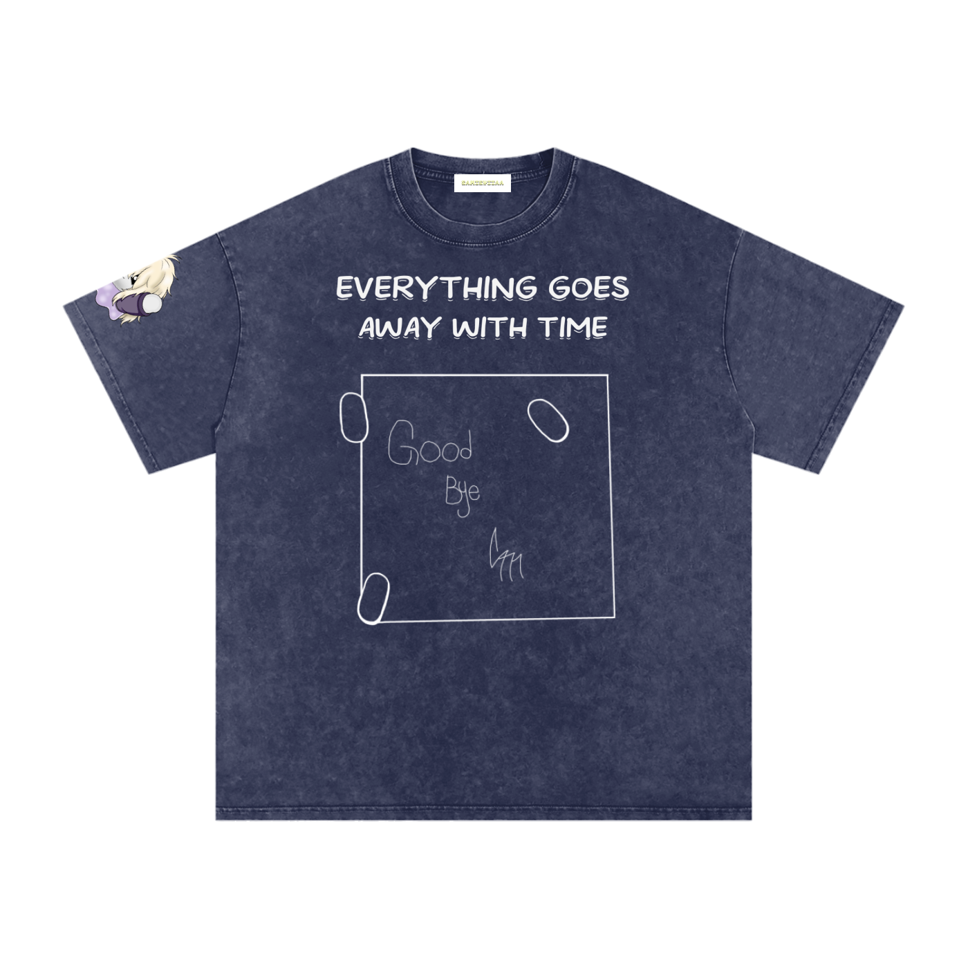 ALBUM COVER colored “everything goes away with time”  Washed Oversized Cotton T-Shirt