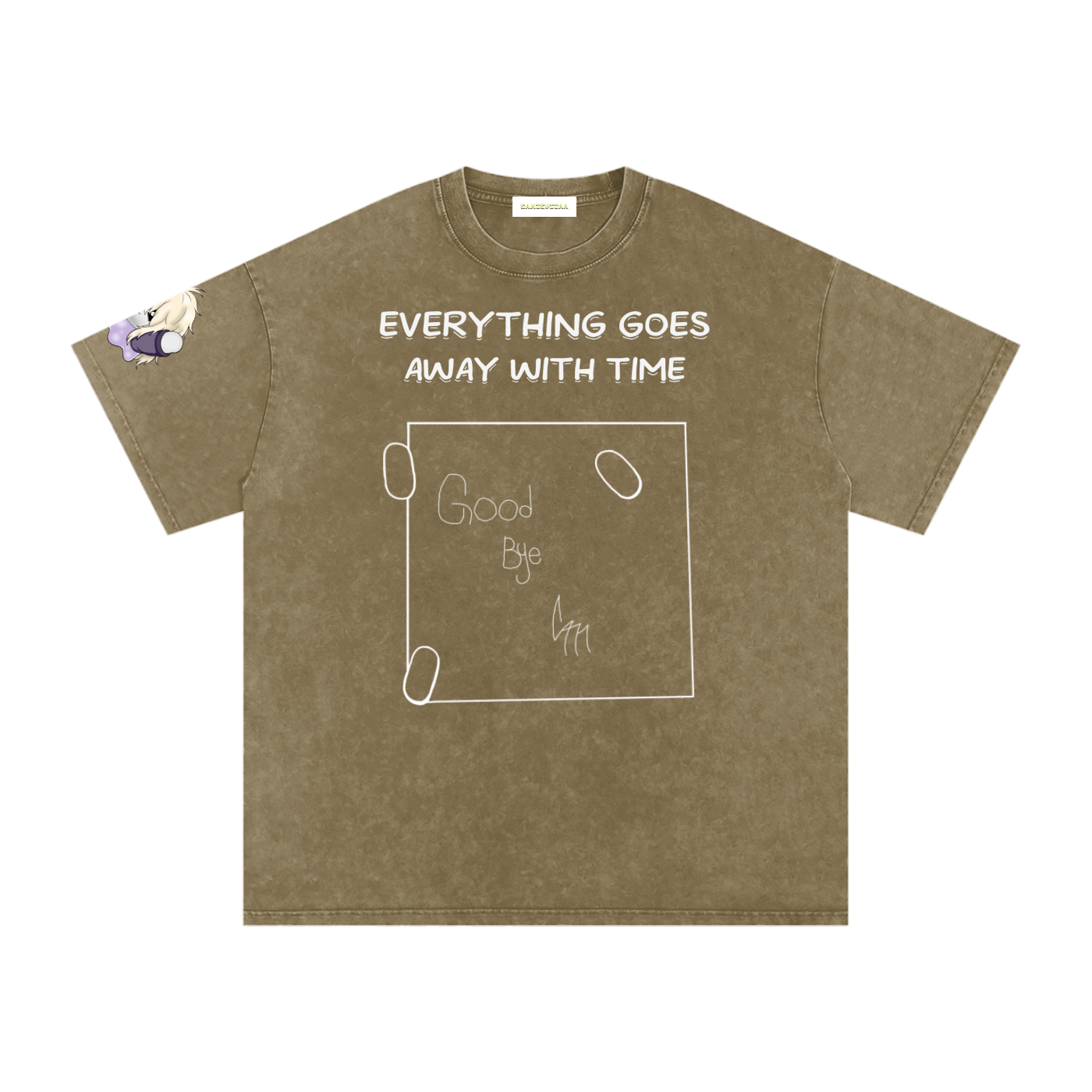 ALBUM COVER colored “everything goes away with time”  Washed Oversized Cotton T-Shirt