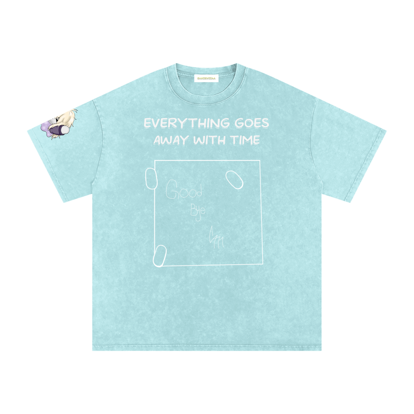ALBUM COVER colored “everything goes away with time”  Washed Oversized Cotton T-Shirt