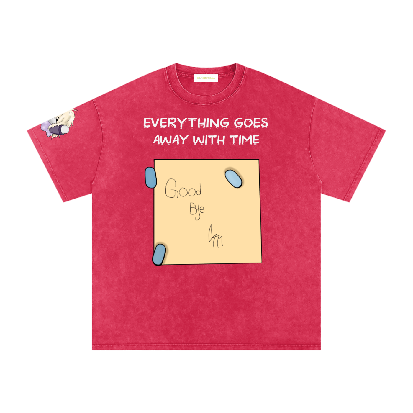 ALBUM COVER colored “everything goes away with time”  Washed Oversized Cotton T-Shirt