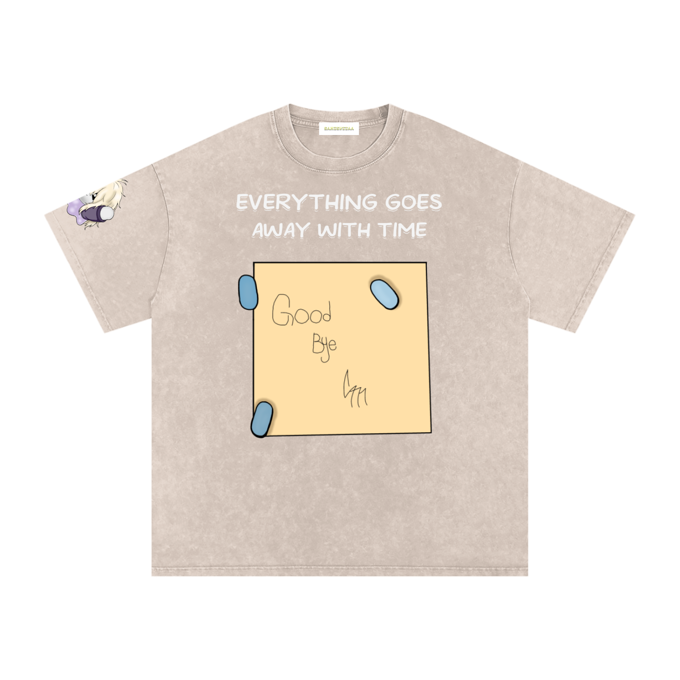 ALBUM COVER colored “everything goes away with time”  Washed Oversized Cotton T-Shirt