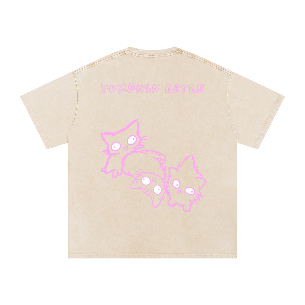 “PUMPKIN EATER” PINK DERPY COVER ART OVERSIZED COTTON T-SHIRT