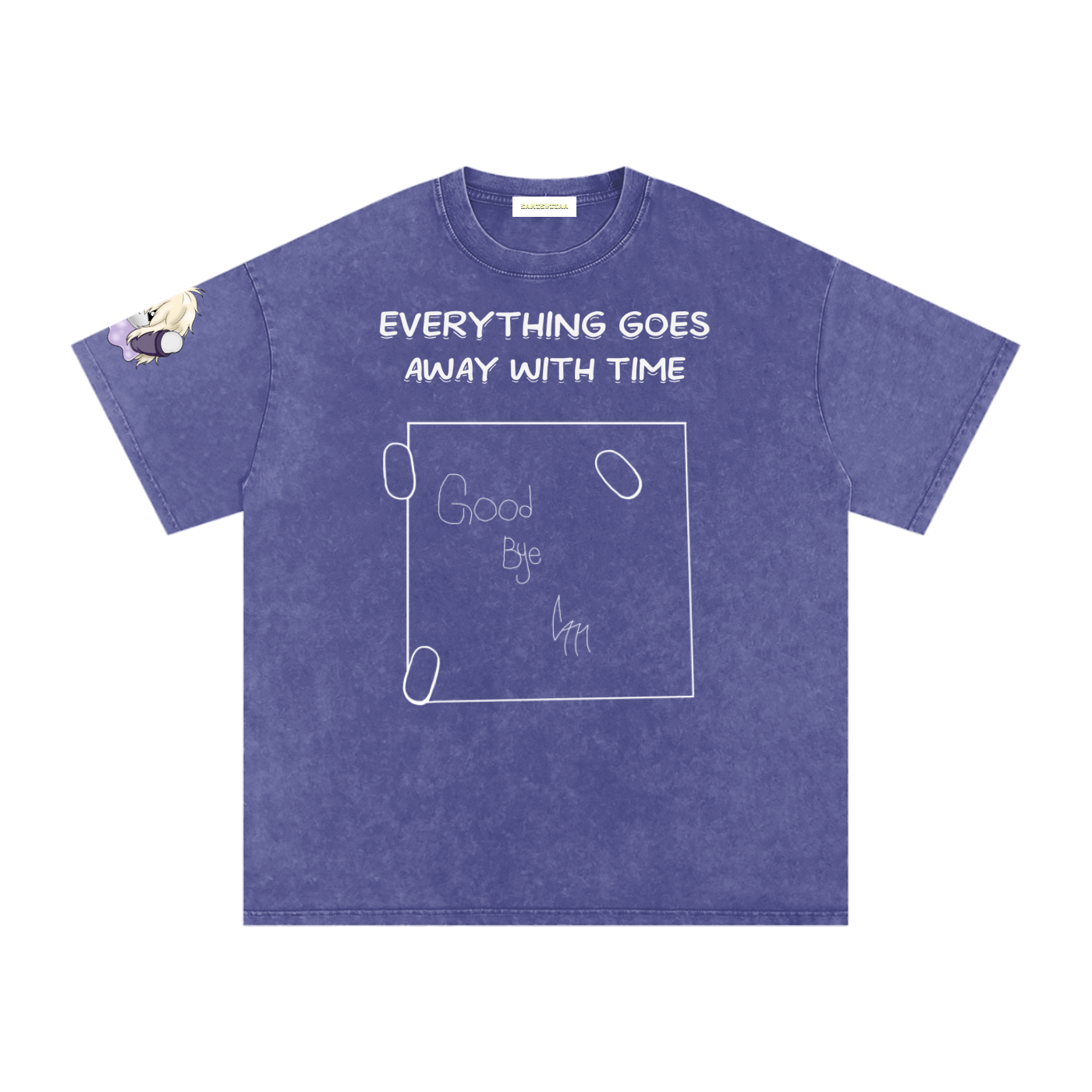 ALBUM COVER colored “everything goes away with time”  Washed Oversized Cotton T-Shirt