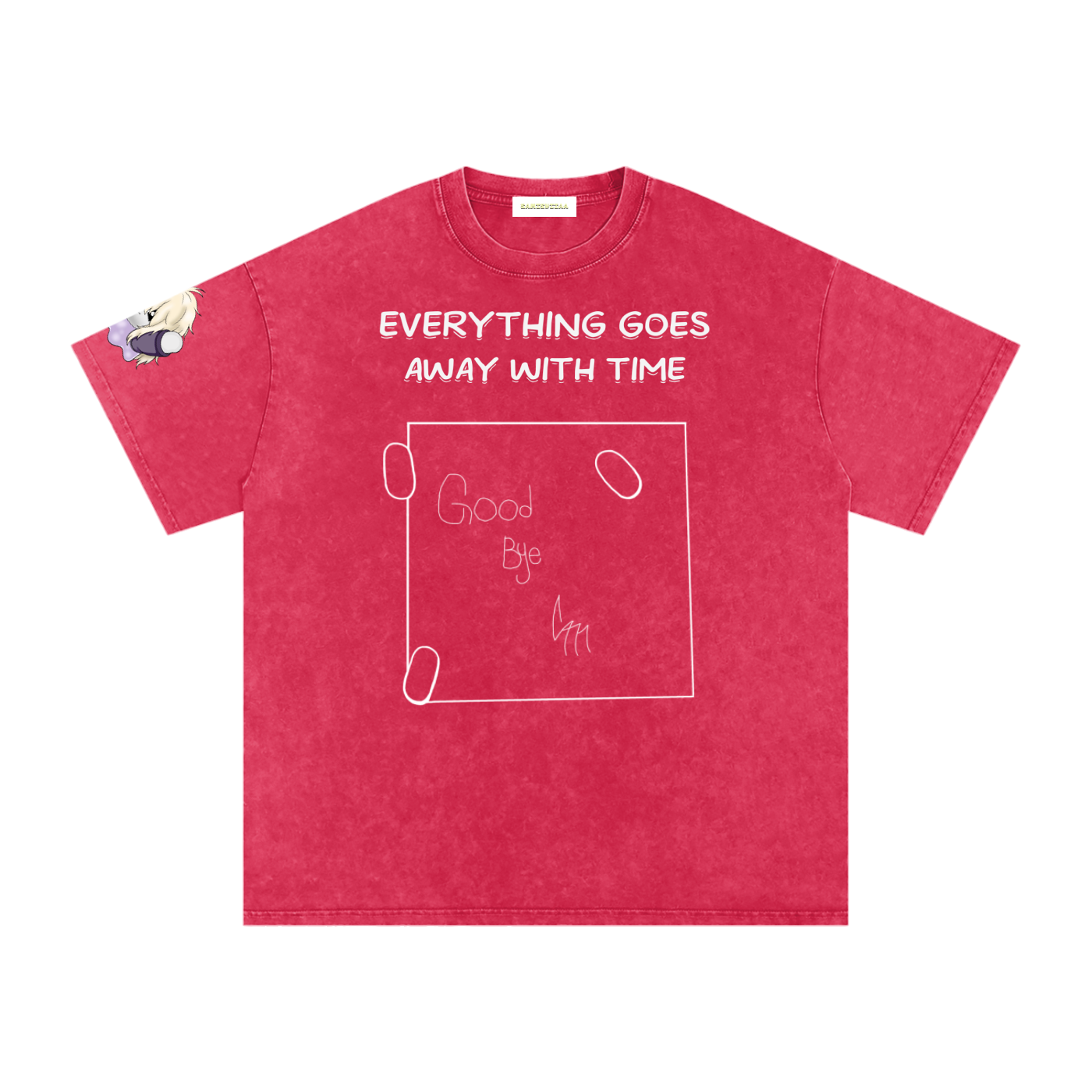 ALBUM COVER colored “everything goes away with time”  Washed Oversized Cotton T-Shirt