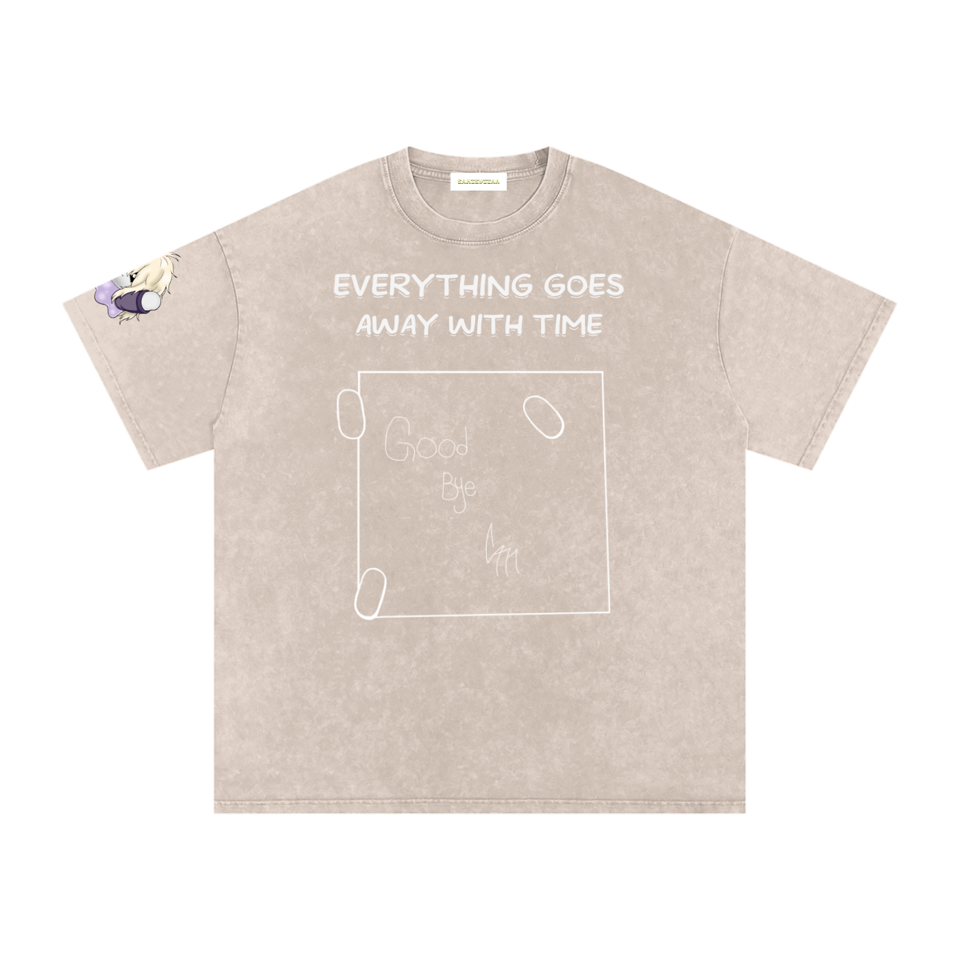 ALBUM COVER colored “everything goes away with time”  Washed Oversized Cotton T-Shirt