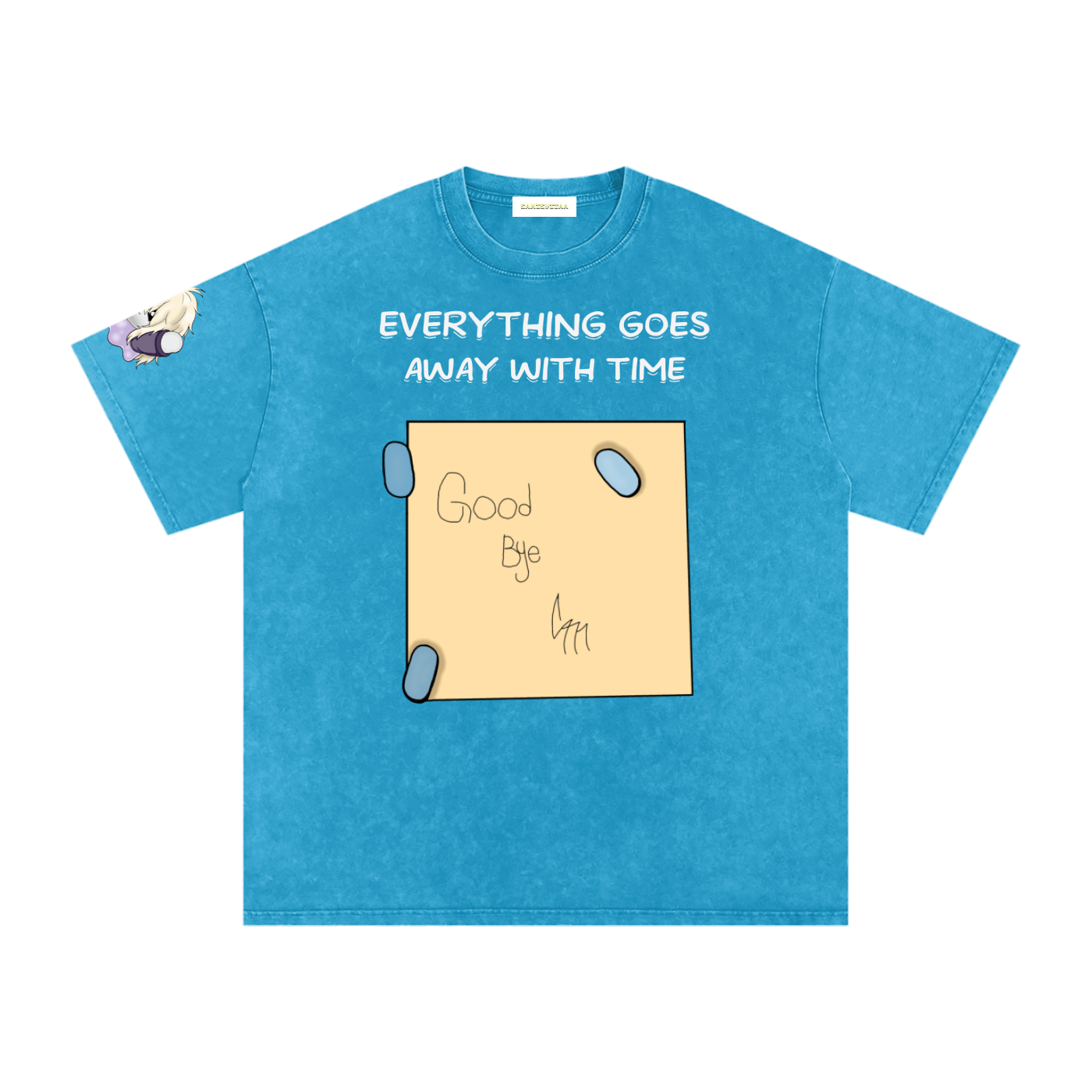 ALBUM COVER colored “everything goes away with time”  Washed Oversized Cotton T-Shirt
