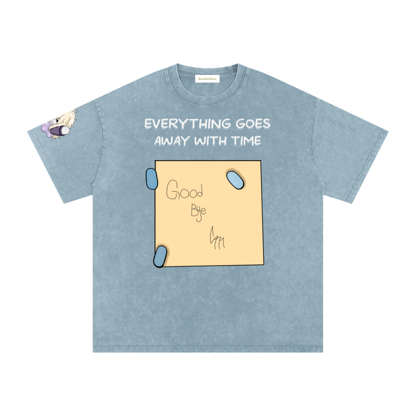 ALBUM COVER colored “everything goes away with time”  Washed Oversized Cotton T-Shirt
