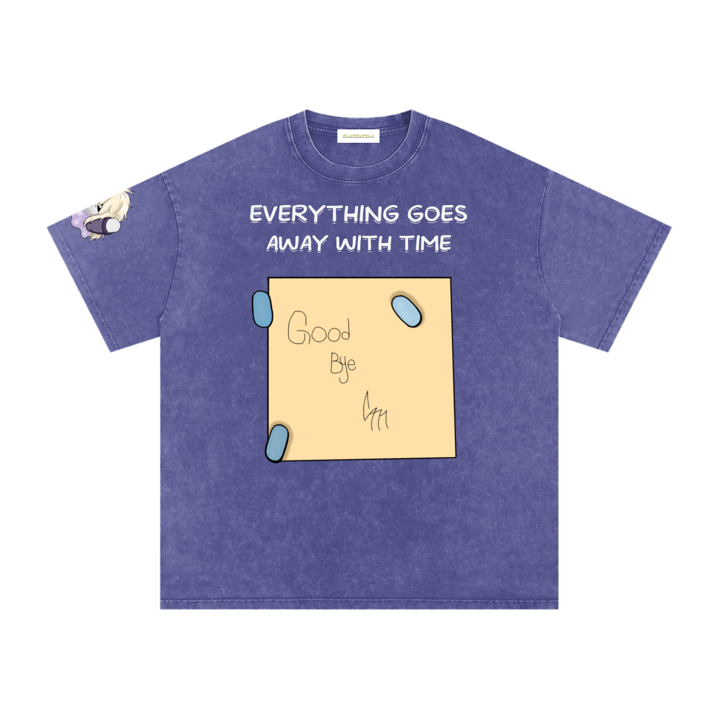 ALBUM COVER colored “everything goes away with time”  Washed Oversized Cotton T-Shirt