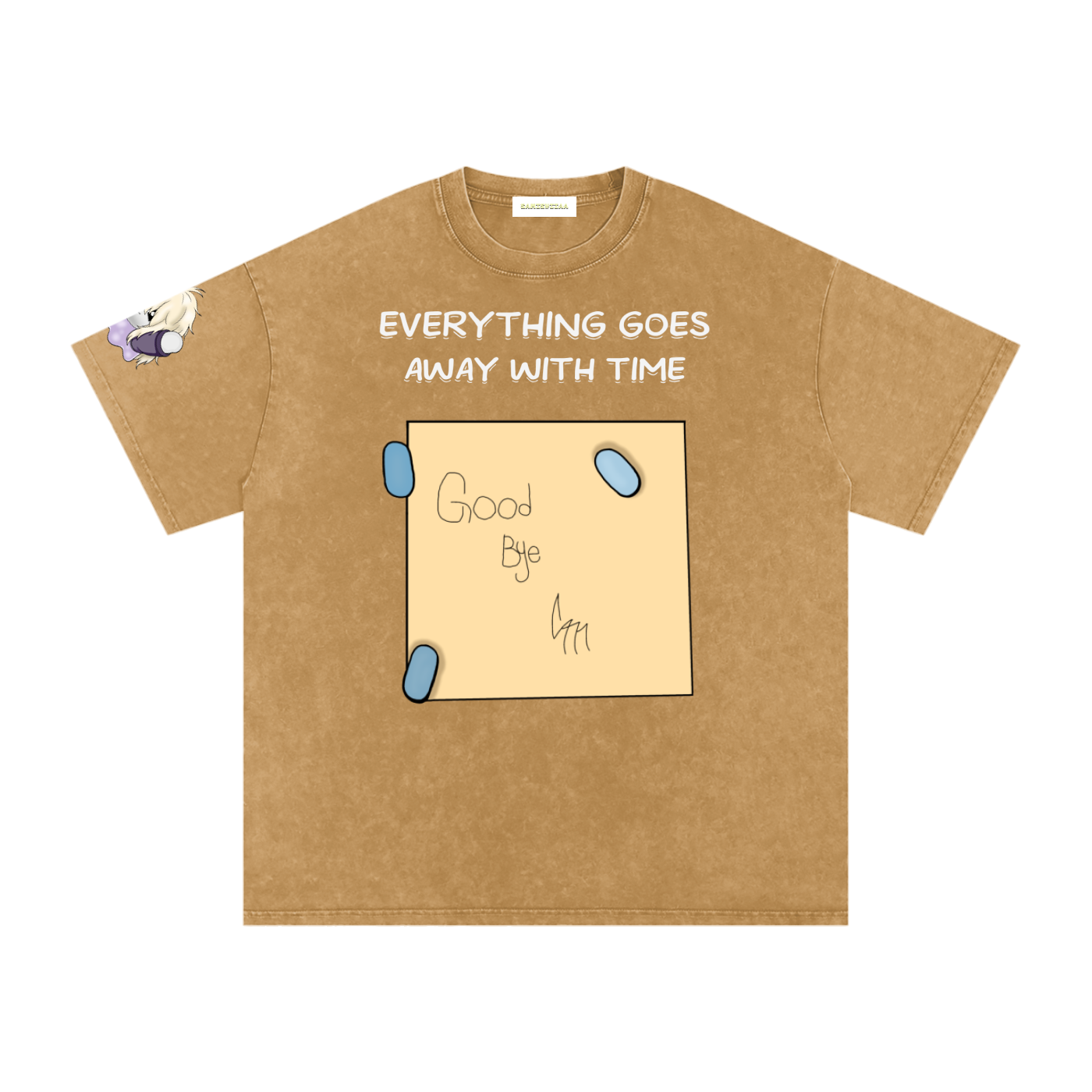 ALBUM COVER colored “everything goes away with time”  Washed Oversized Cotton T-Shirt