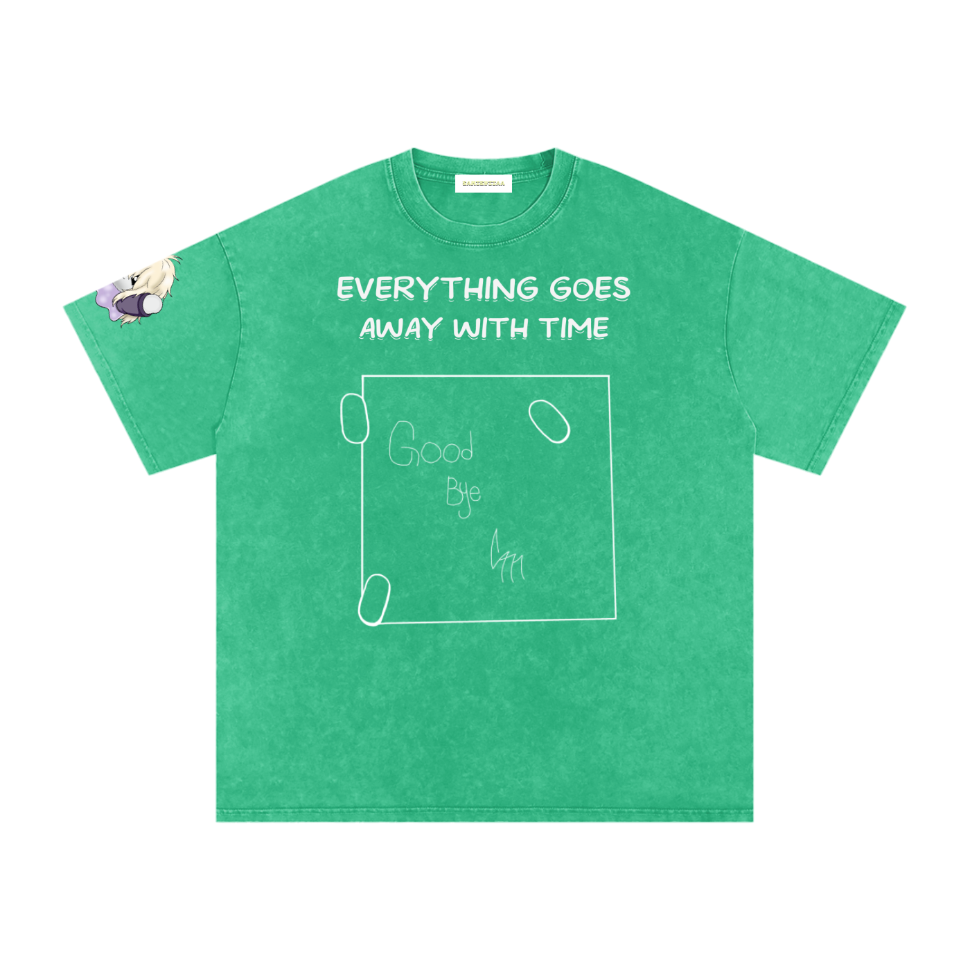 ALBUM COVER colored “everything goes away with time”  Washed Oversized Cotton T-Shirt