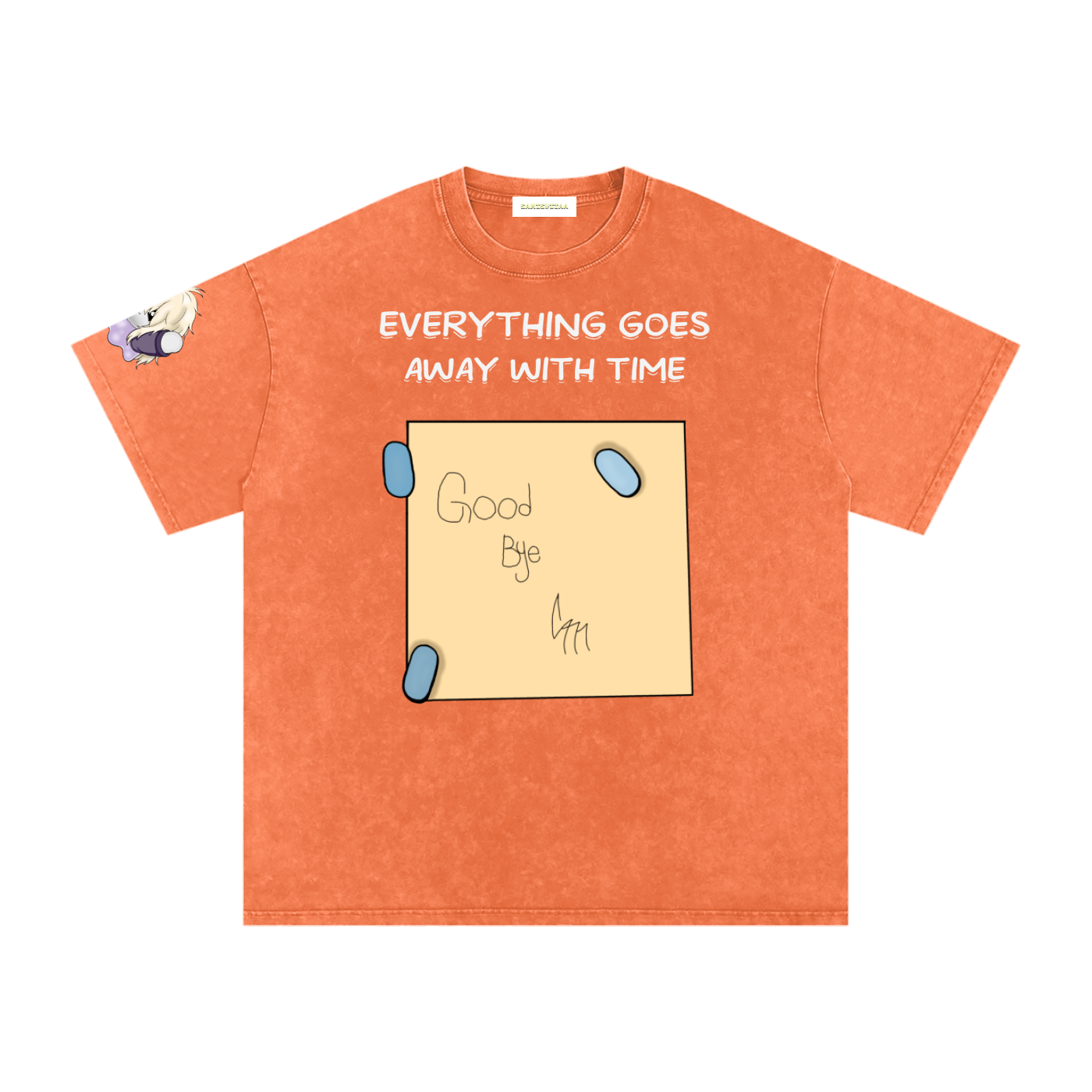 ALBUM COVER colored “everything goes away with time”  Washed Oversized Cotton T-Shirt