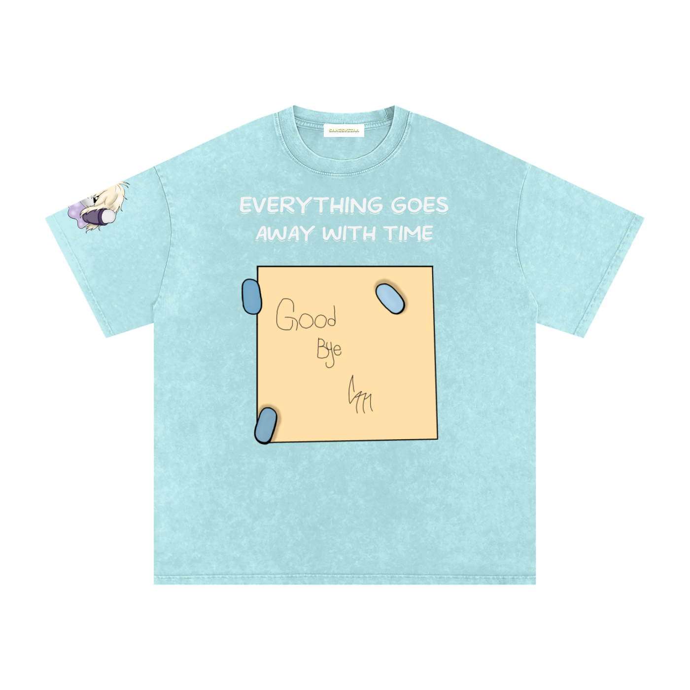 ALBUM COVER colored “everything goes away with time”  Washed Oversized Cotton T-Shirt