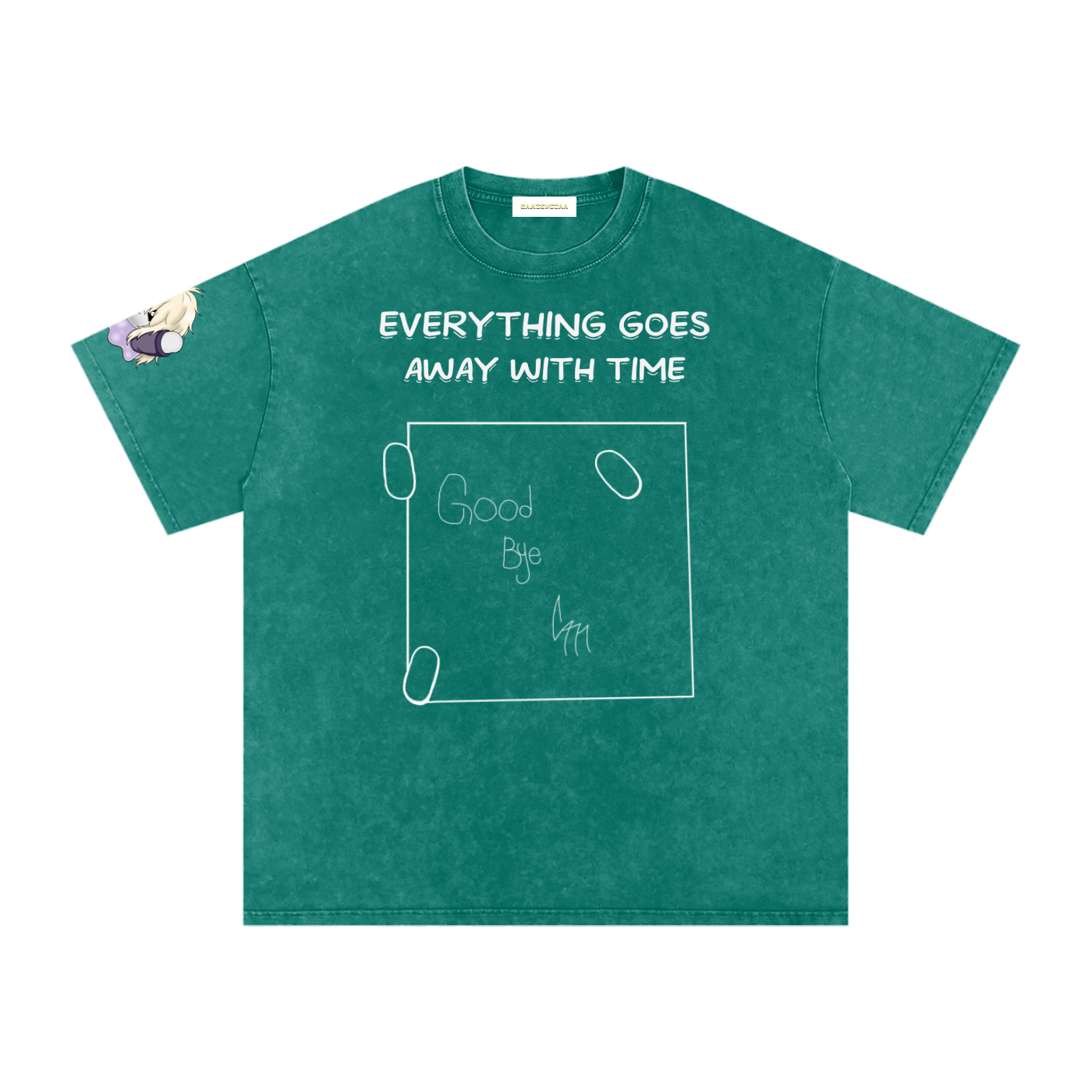 ALBUM COVER colored “everything goes away with time”  Washed Oversized Cotton T-Shirt